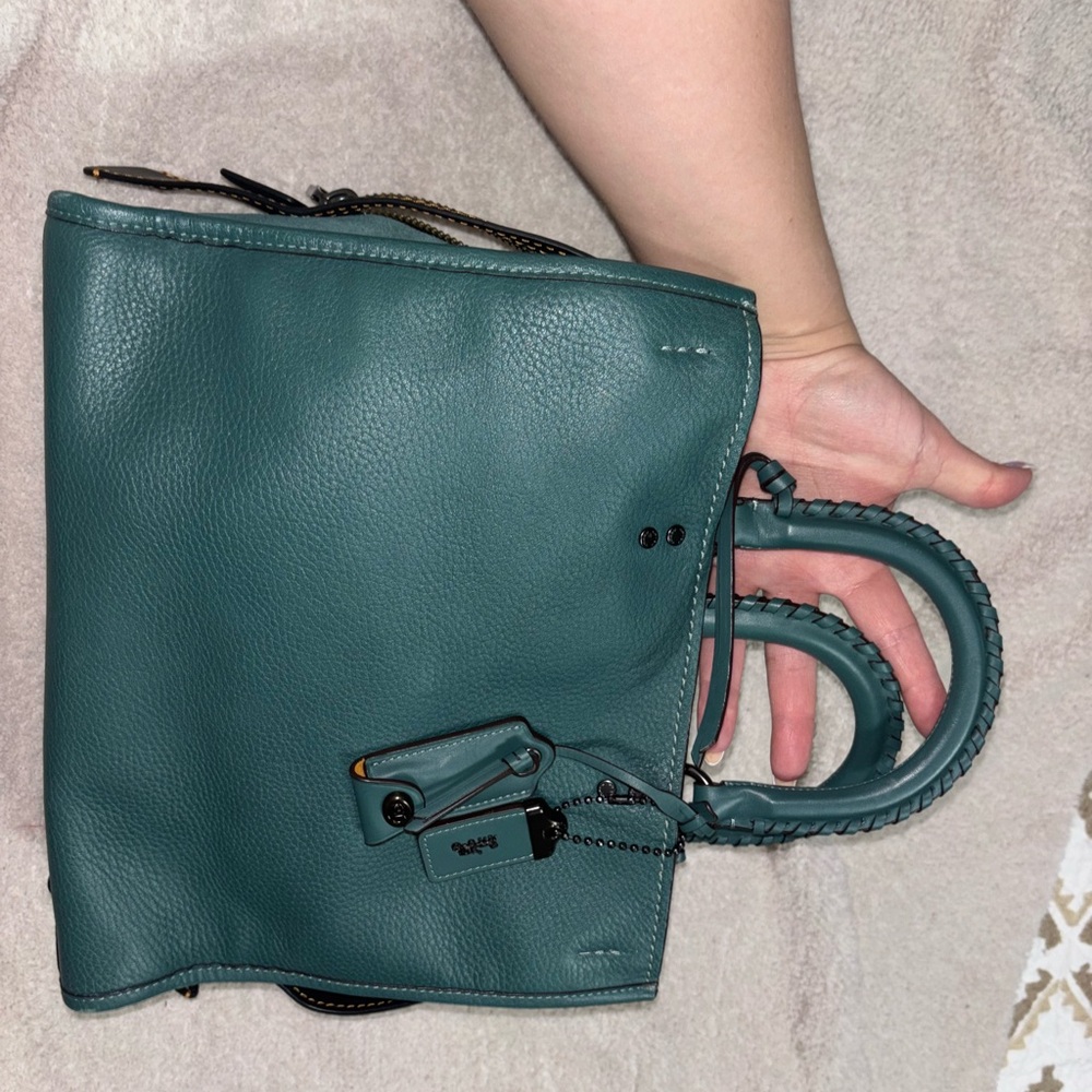 Coach Green Leather Satchel with Structured Design